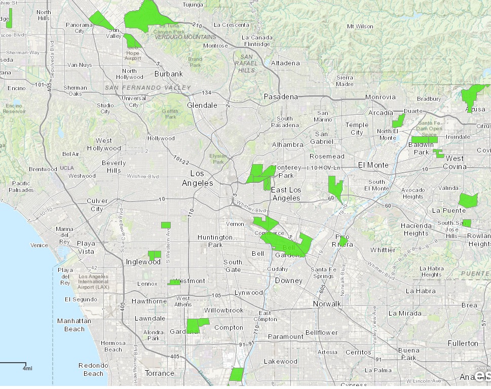 Map of Food Deserts in Los Angeles